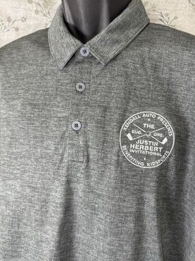 Justin Herbert Nike Dry Heather Gray Golf Tournament 3-Button Golf Polo NWT Sz L